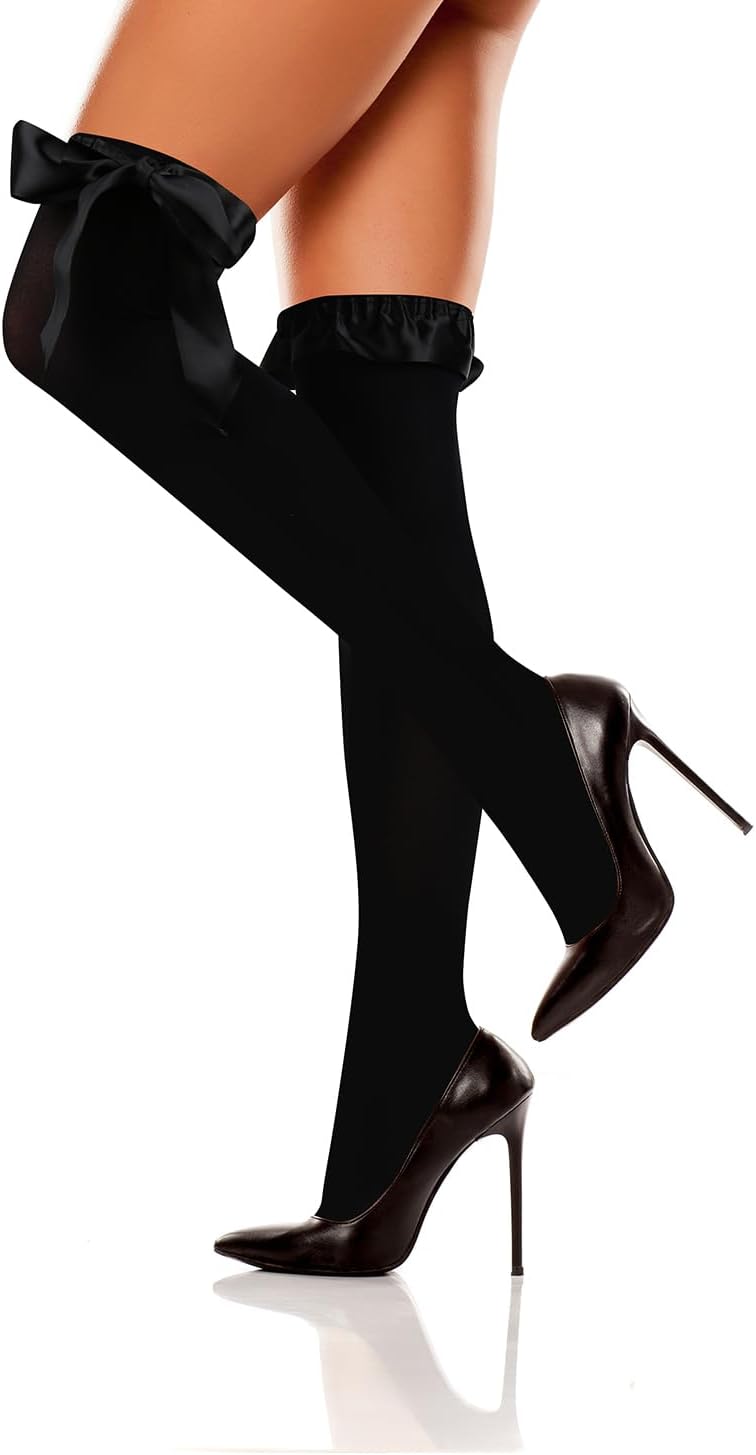 Benefeet Sox Thigh High Socks for Women with Bow Ruffle Frilly Long Knee High Stockings Cute Sexy Sheer Stockings - Image 2
